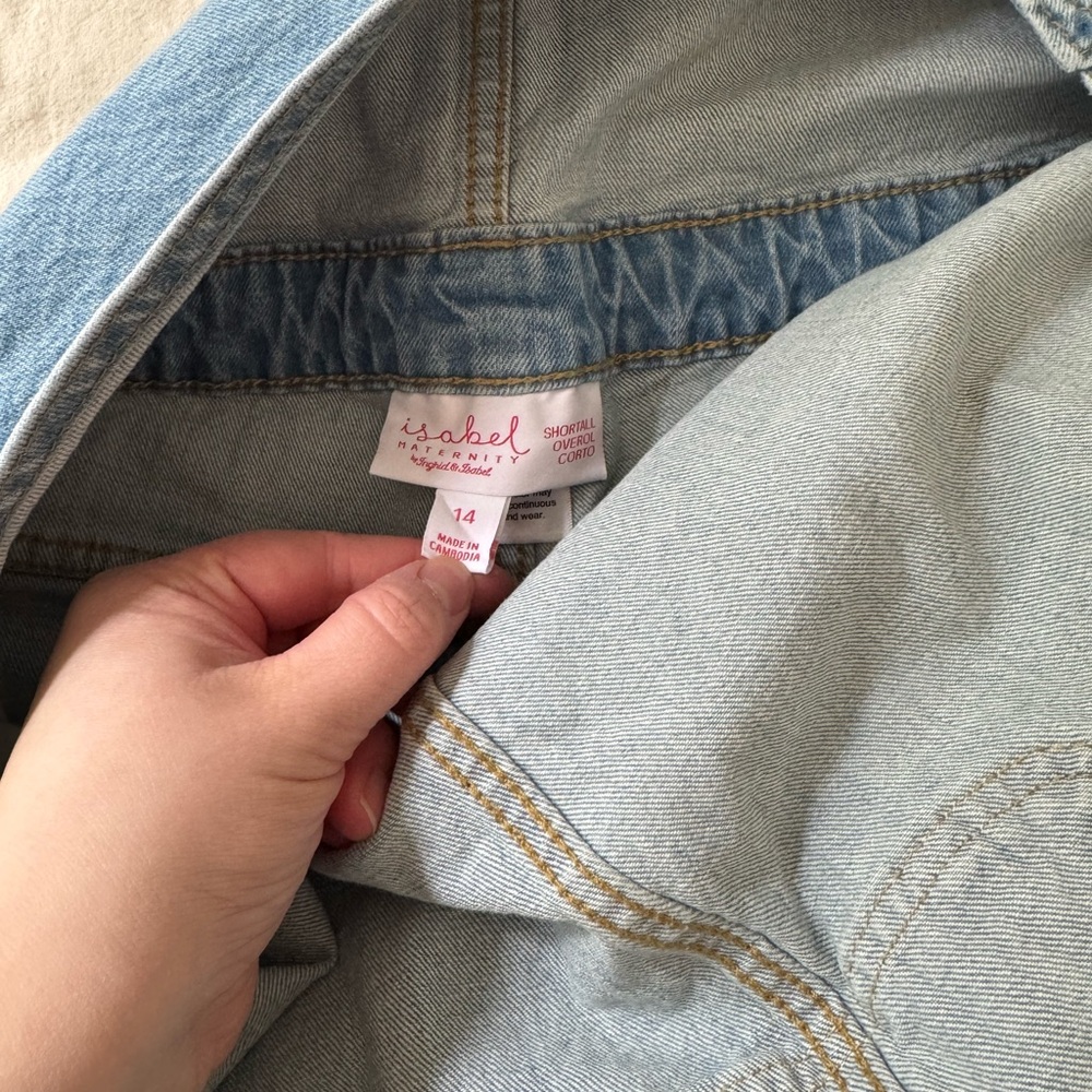 Isabel Maternity by Ingrid & Isabel Light Blue Jean Overalls - Picture 3 of 3